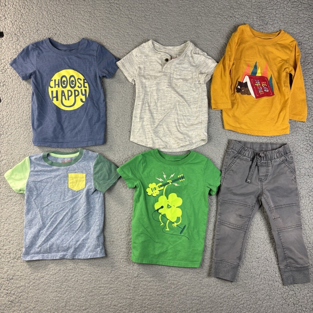 Cat & Jack Toddler Boys 2T Clothing lot Of 6 Pants T-shirts S/s L/s Bundle y2K